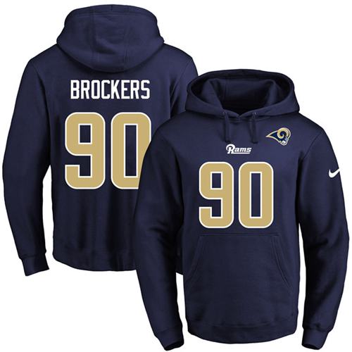 Nike Rams #90 Michael Brockers Navy Blue Name & Number Pullover NFL Hoodie